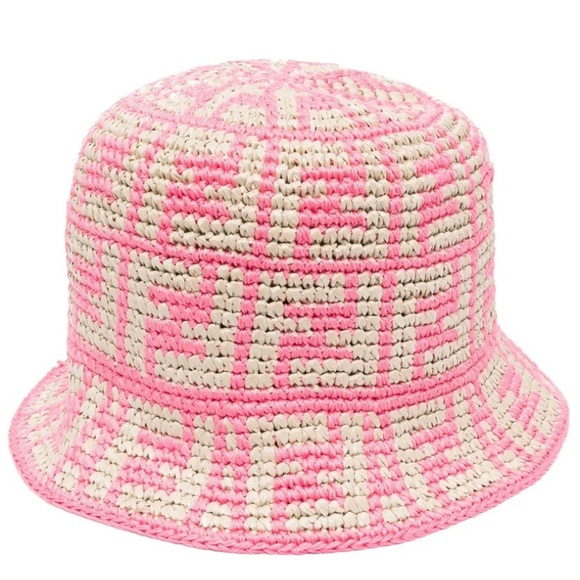 FENDI FF logo raffia crochet bucket hat - Picture 1 of 3